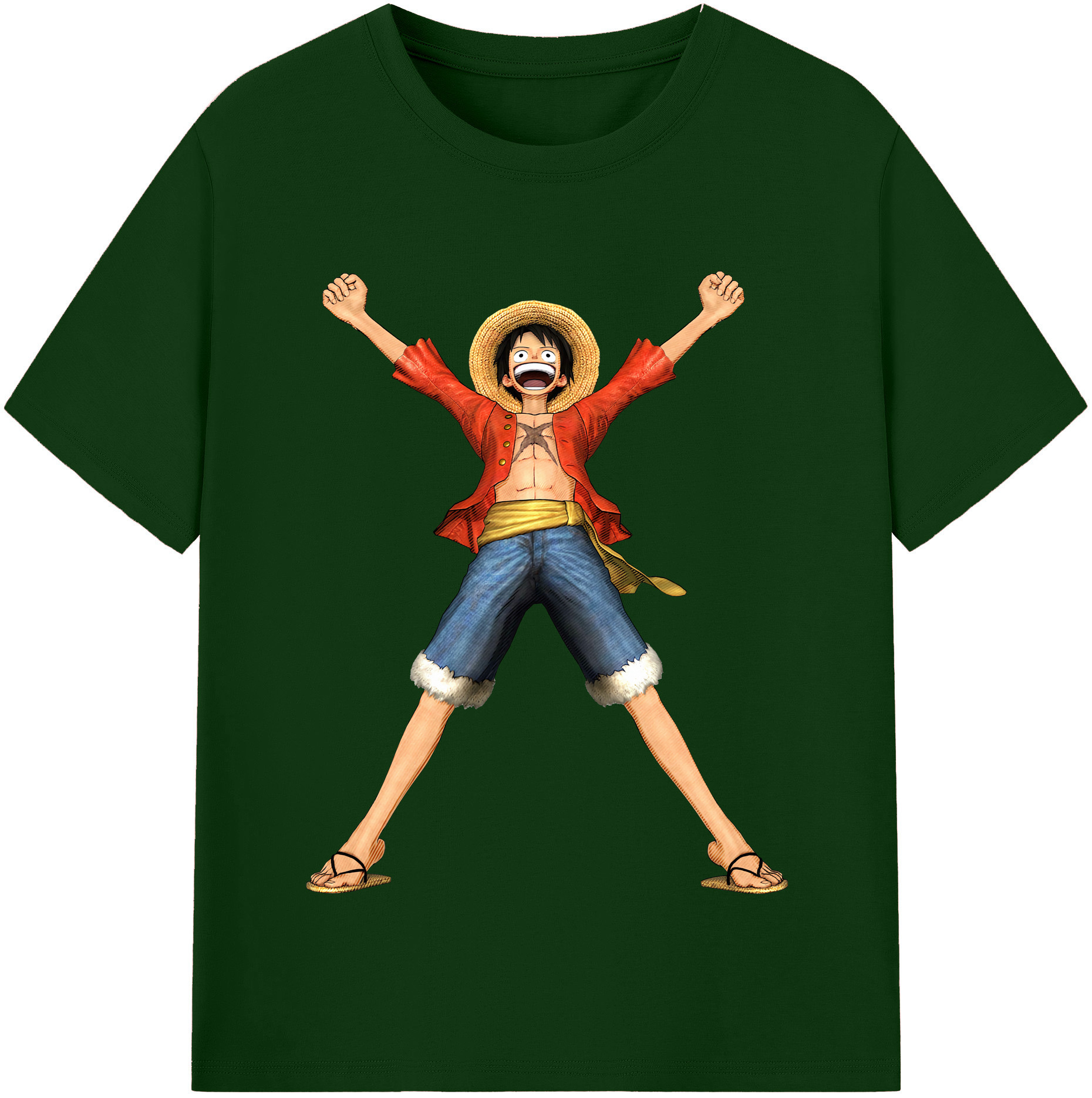 ワンピース モンキー・D・ルフィ ONE PIECE Monkey D. Luffy 綿100％半袖Tシャツ（フロントプリント）